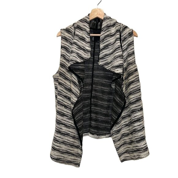 Anthropologie DOLAN Mimeo Vest by Dolan Striped Black& White Texturedsie Medium - Picture 3 of 7